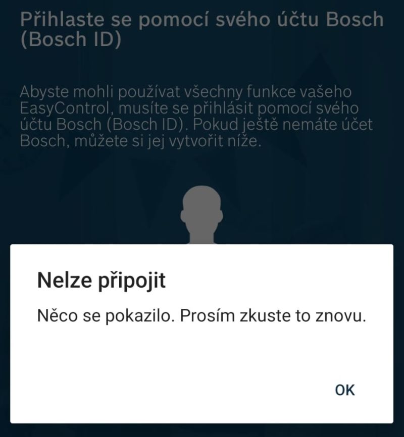 Výpadek služby BOSCH ID nefunguje CT 200 easy Control